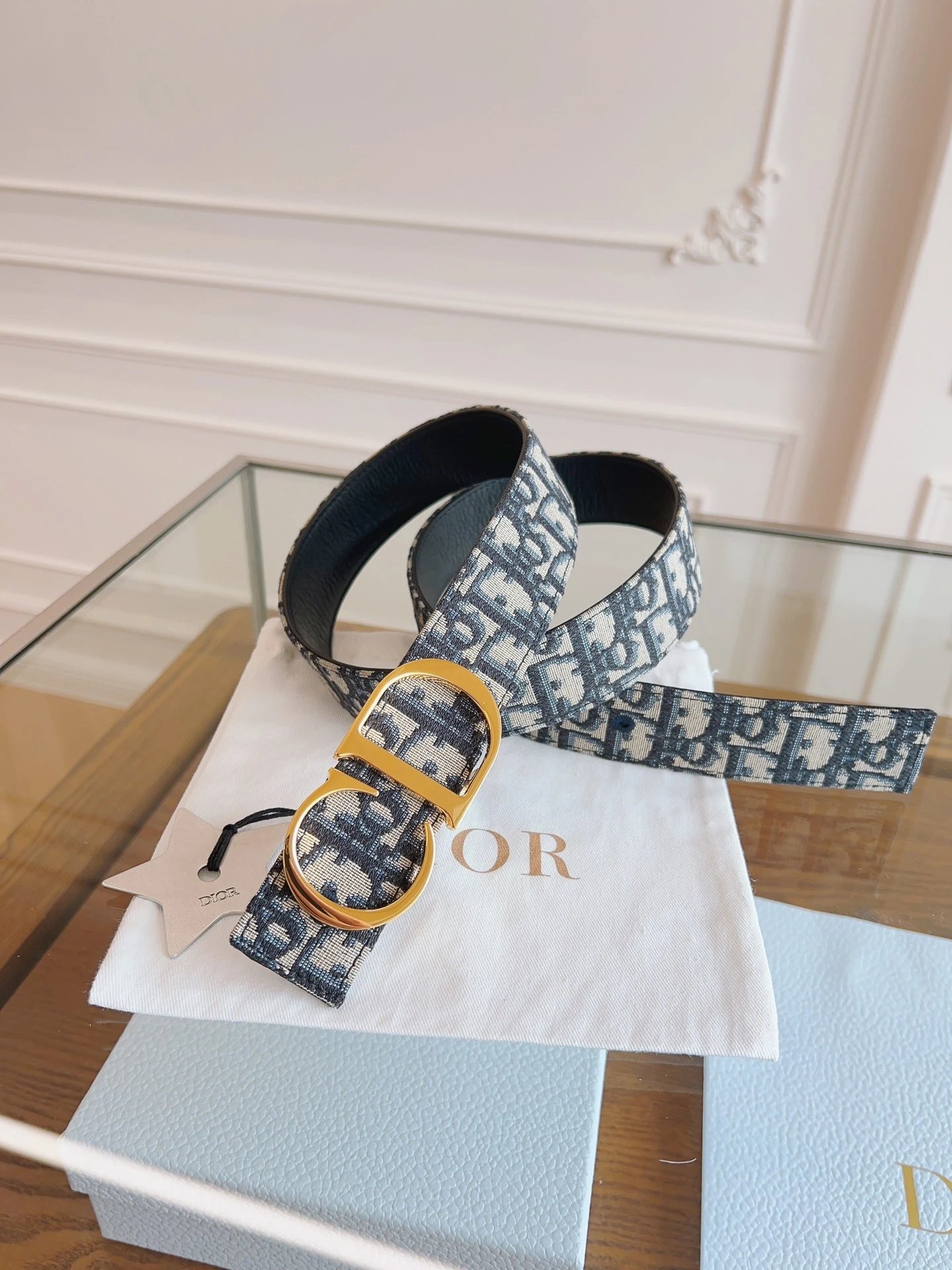 No. 3 - Blue Fabric / Bright Gold Buckle