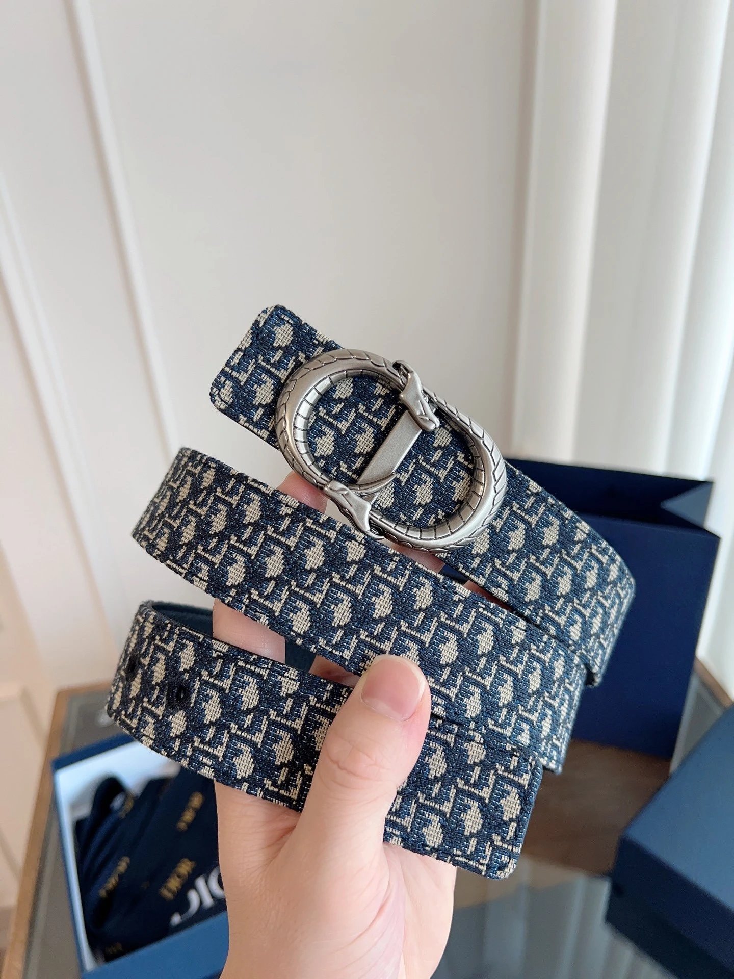 No. 40 - Small Letter Blue Fabric / Antique Silver Buckle 3