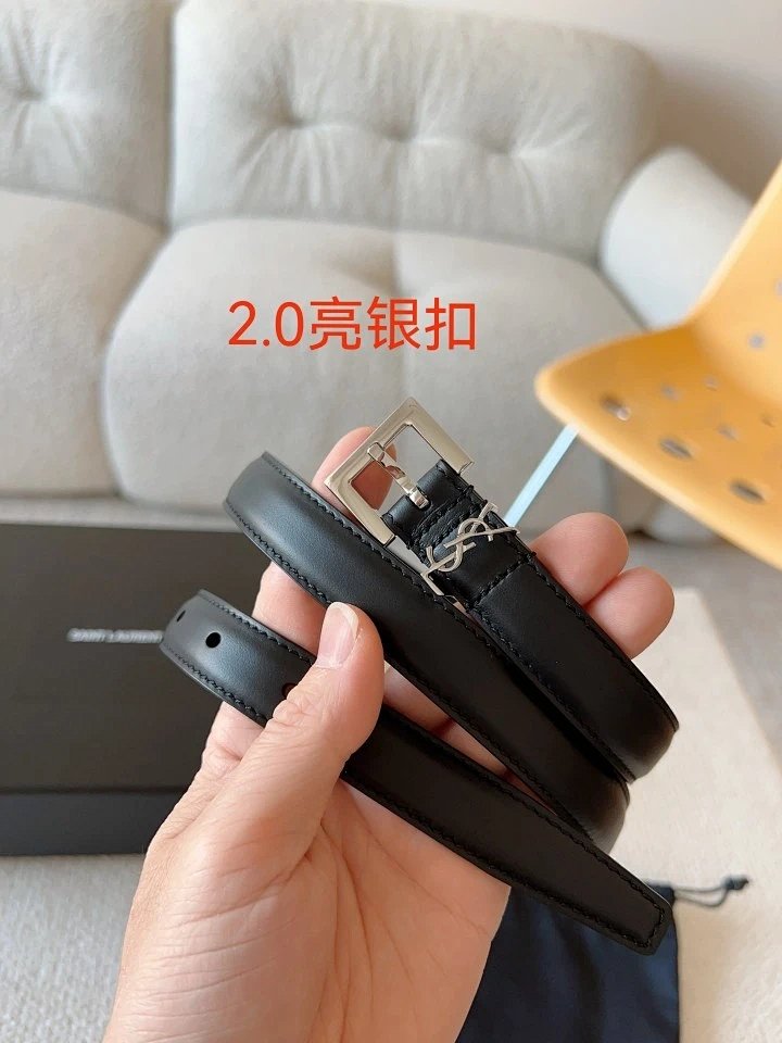 Saint Laurent Monogram Belt Black Leather with Silver Buckle Leather Belt product detail 77 in Litbuy spreadsheet finds