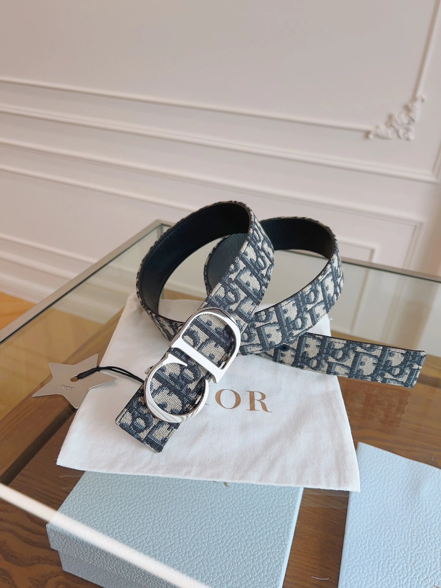 No. 1 - Blue Fabric / Bright Silver Buckle