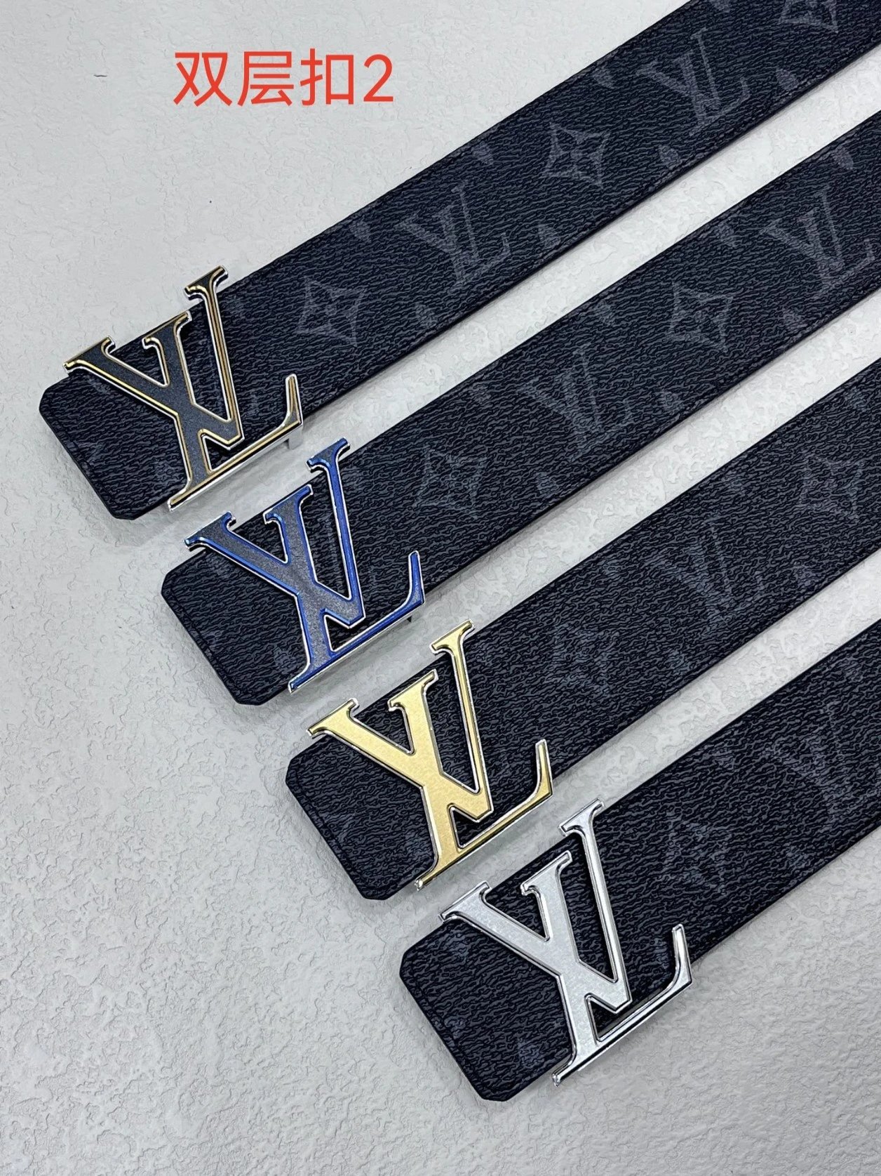 Louis Vuitton Monogram Canvas Brown Black Checkerboard Belt