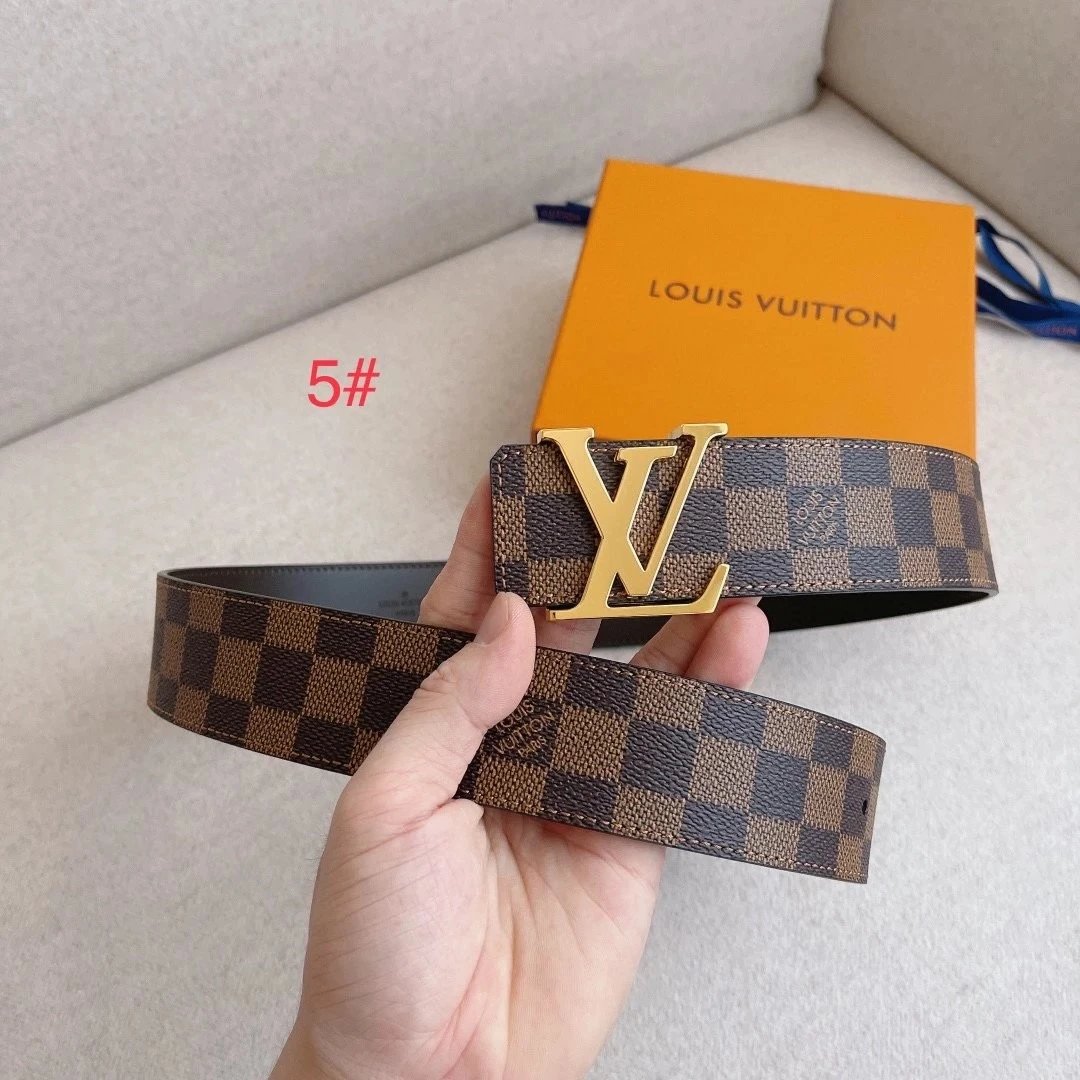 Louis Vuitton Monogram Canvas Brown Black Checkerboard Belt