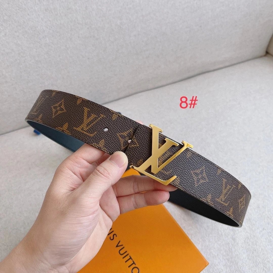 Louis Vuitton Monogram Canvas Brown Black Checkerboard Belt