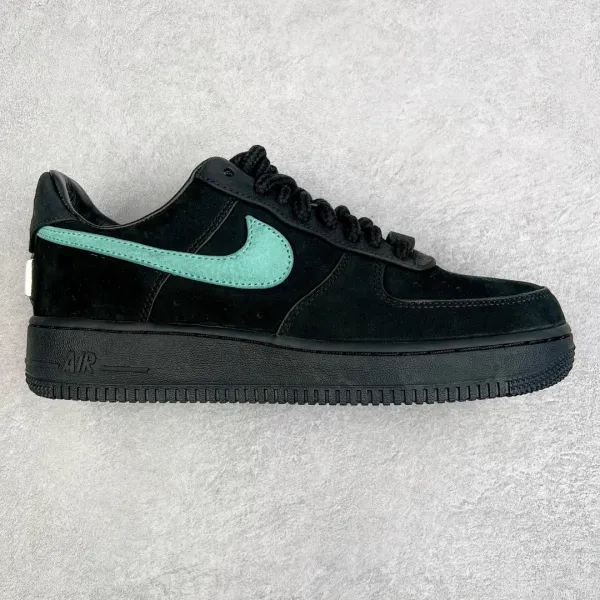 Nike Air Force 1 Low Black Mint Swoosh Sneakers - 1