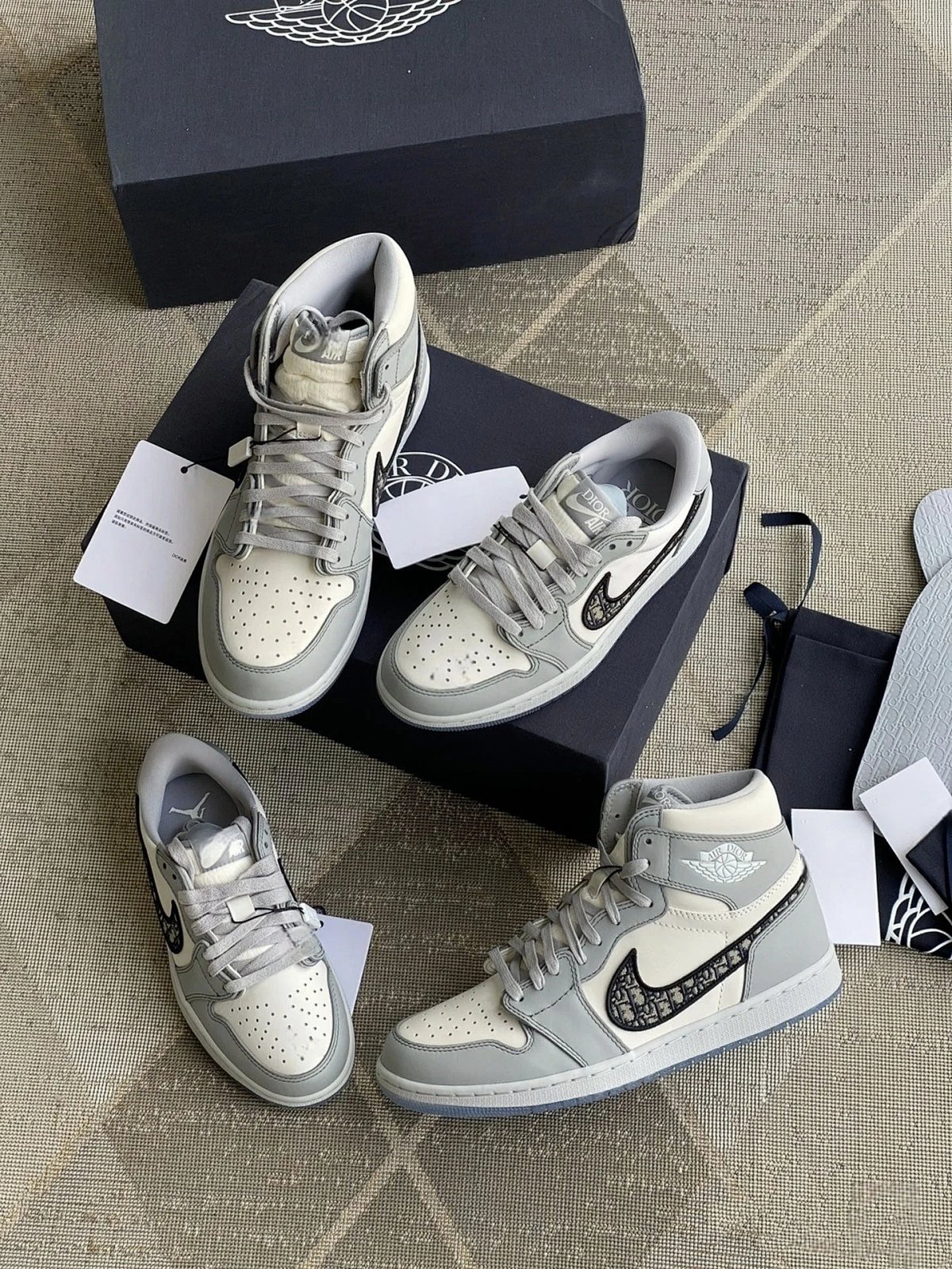 Dior x Air Jordan 1 High OG White Gray Oblique Sneakers Basketball Shoes product detail 33 in Litbuy spreadsheet finds
