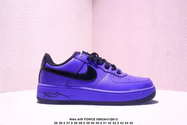 Nike Air Force 1 Low Purple Black Signature Sneakers - 1