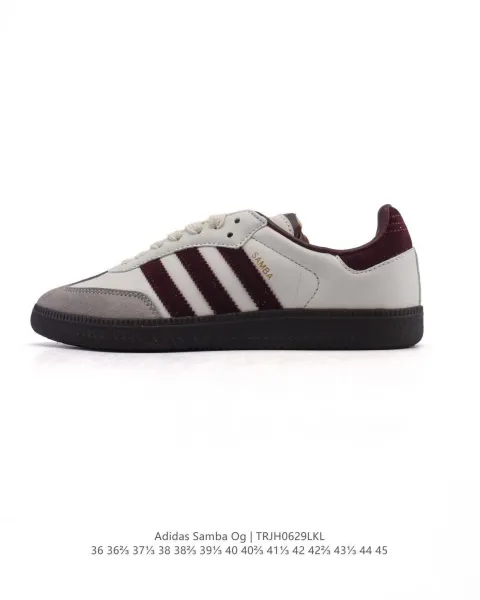 Adidas Samba OG Burgundy and Gray Sneakers - 1