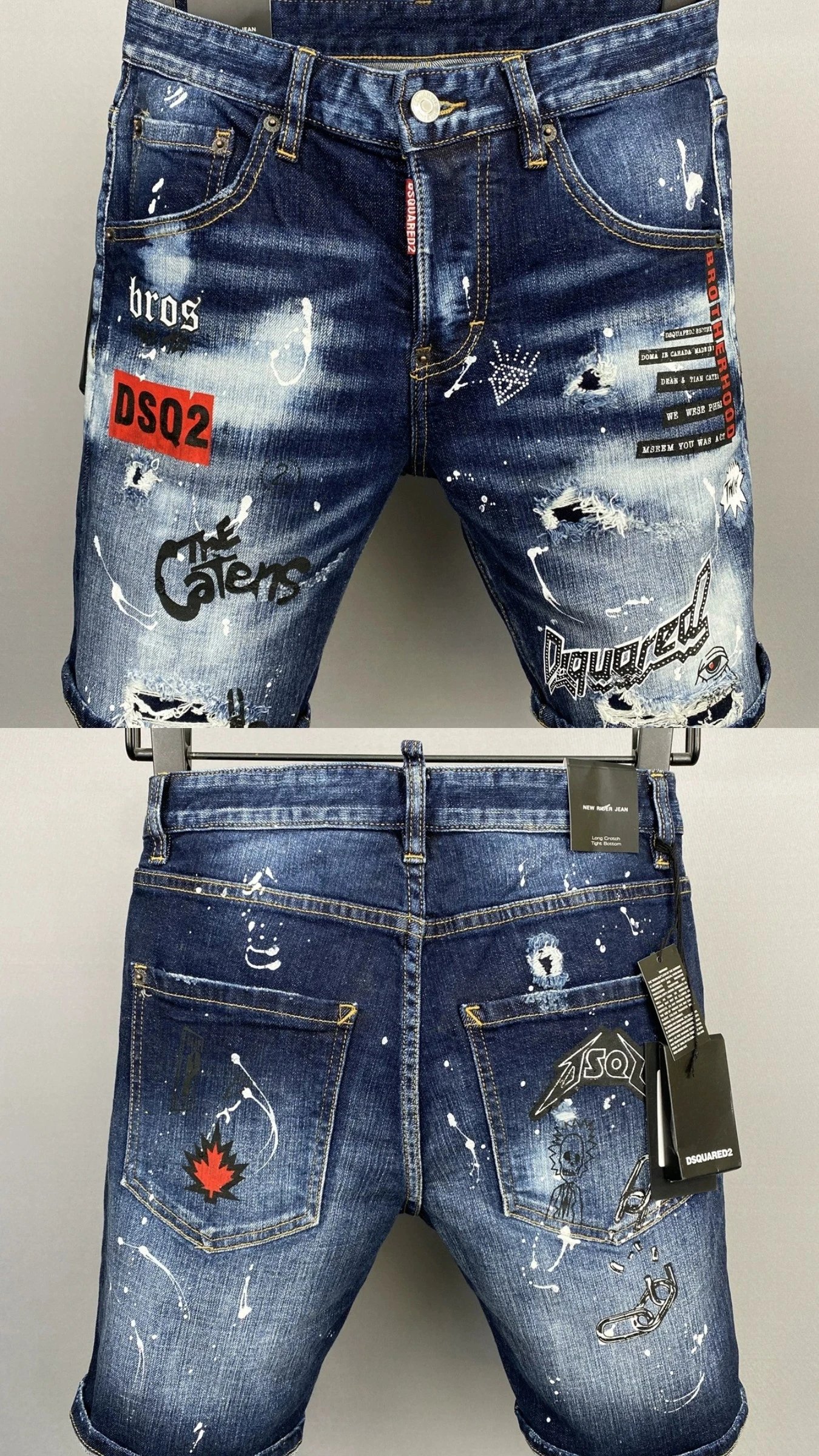Dsquared2 Paint Splatter Distressed Skinny Jeans Blue - 16
