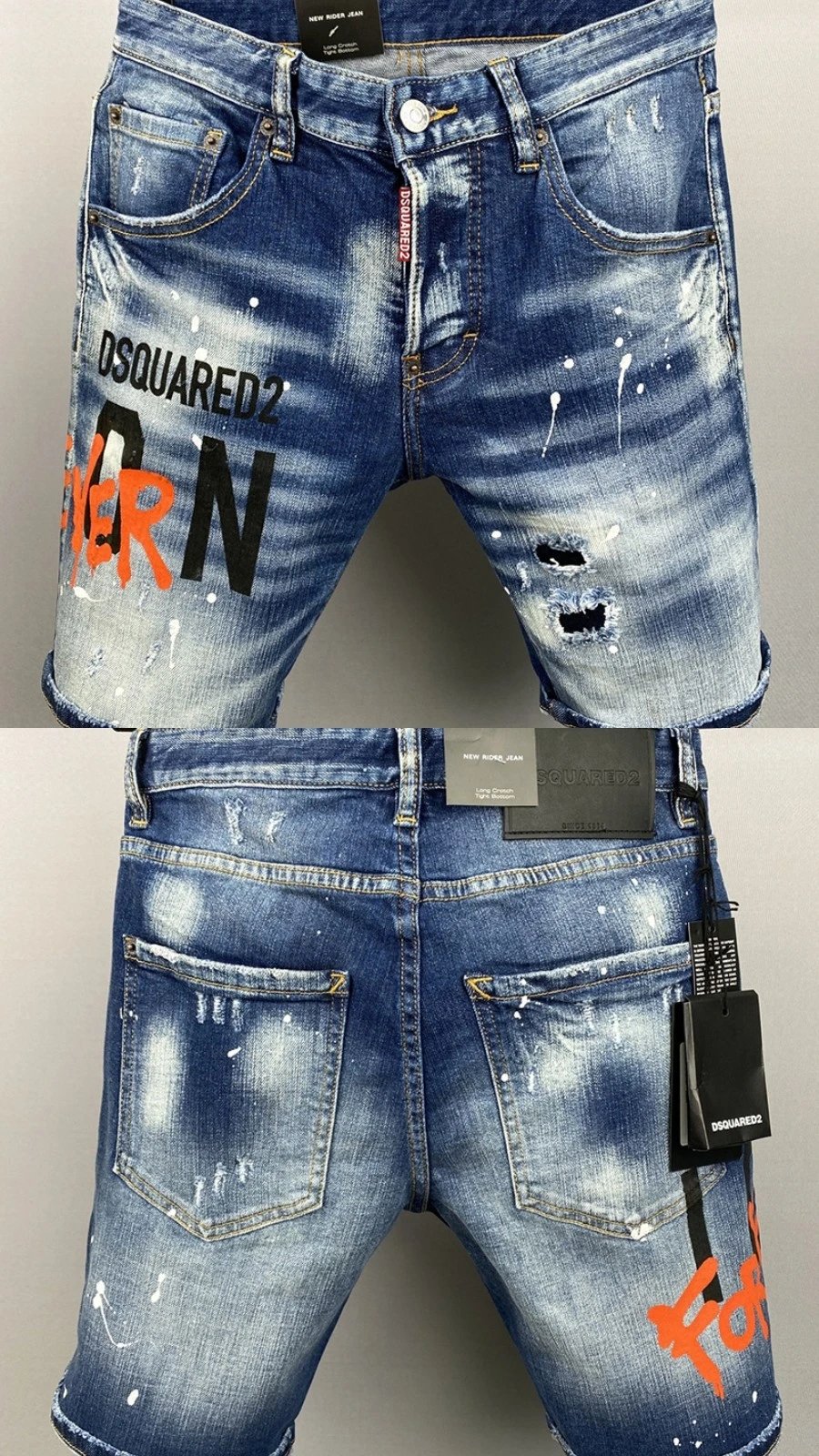Dsquared2 Paint Splatter Distressed Skinny Jeans Blue - 20