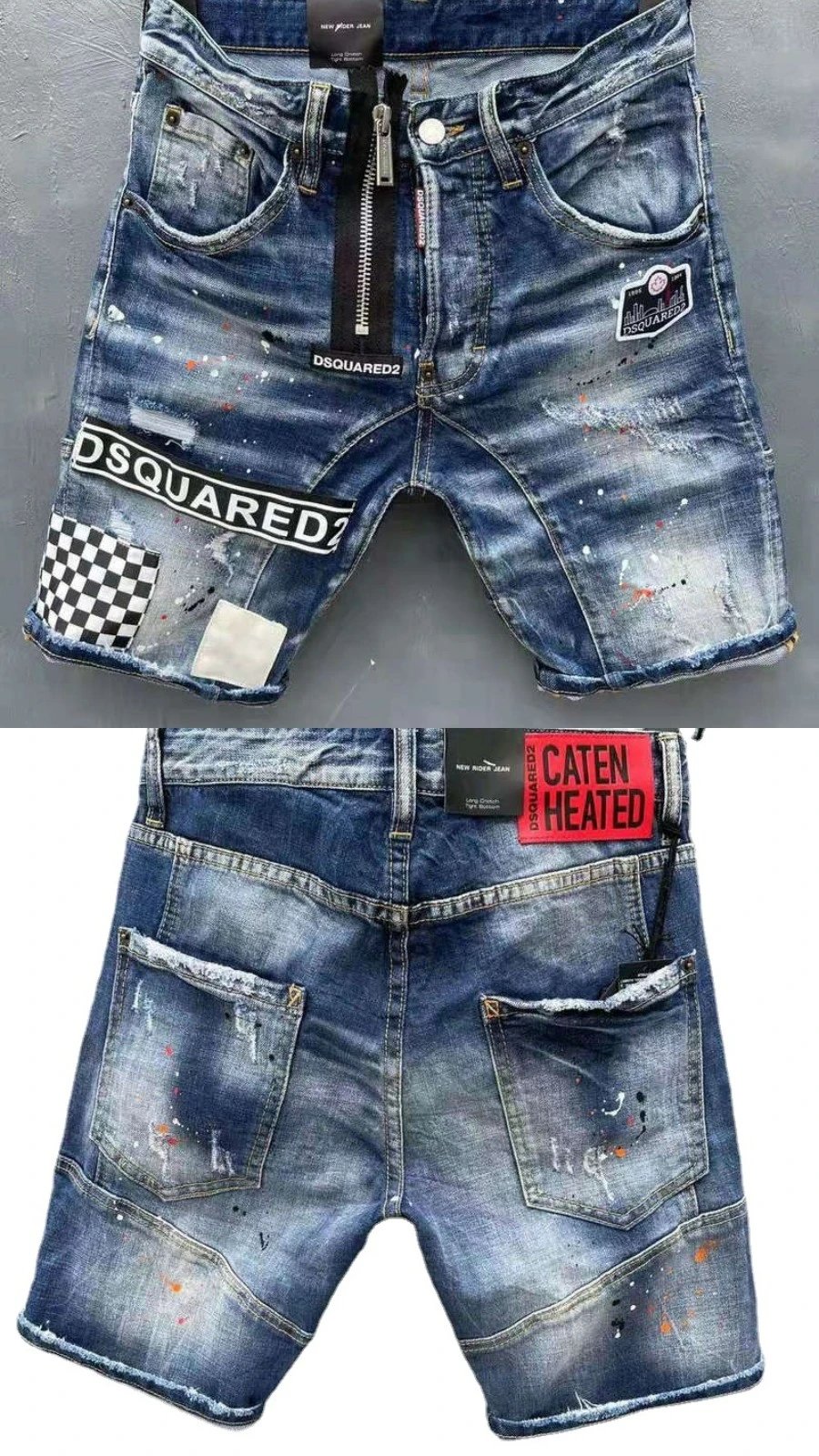 Dsquared2 Paint Splatter Distressed Skinny Jeans Blue - 18