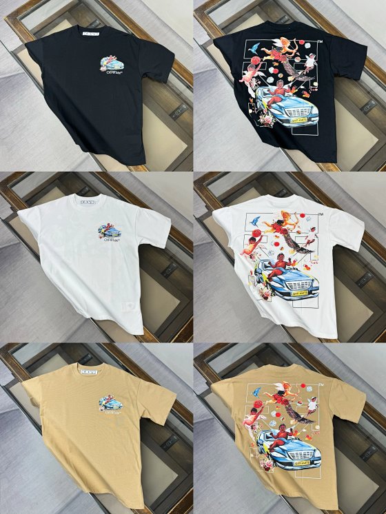 【Authentic 3-Color Parallel Import】OFF 26 New Arrival Printed Logo Pure Cotton Short-Sleeve T-Shirt Round Neck Loose Fit Unisex Couple Matching Solid Color Men's Summer Minimalist Casual Versatile Top Classic British European Station Authentic High-End Brand T-Shirt Men's Wear of Star