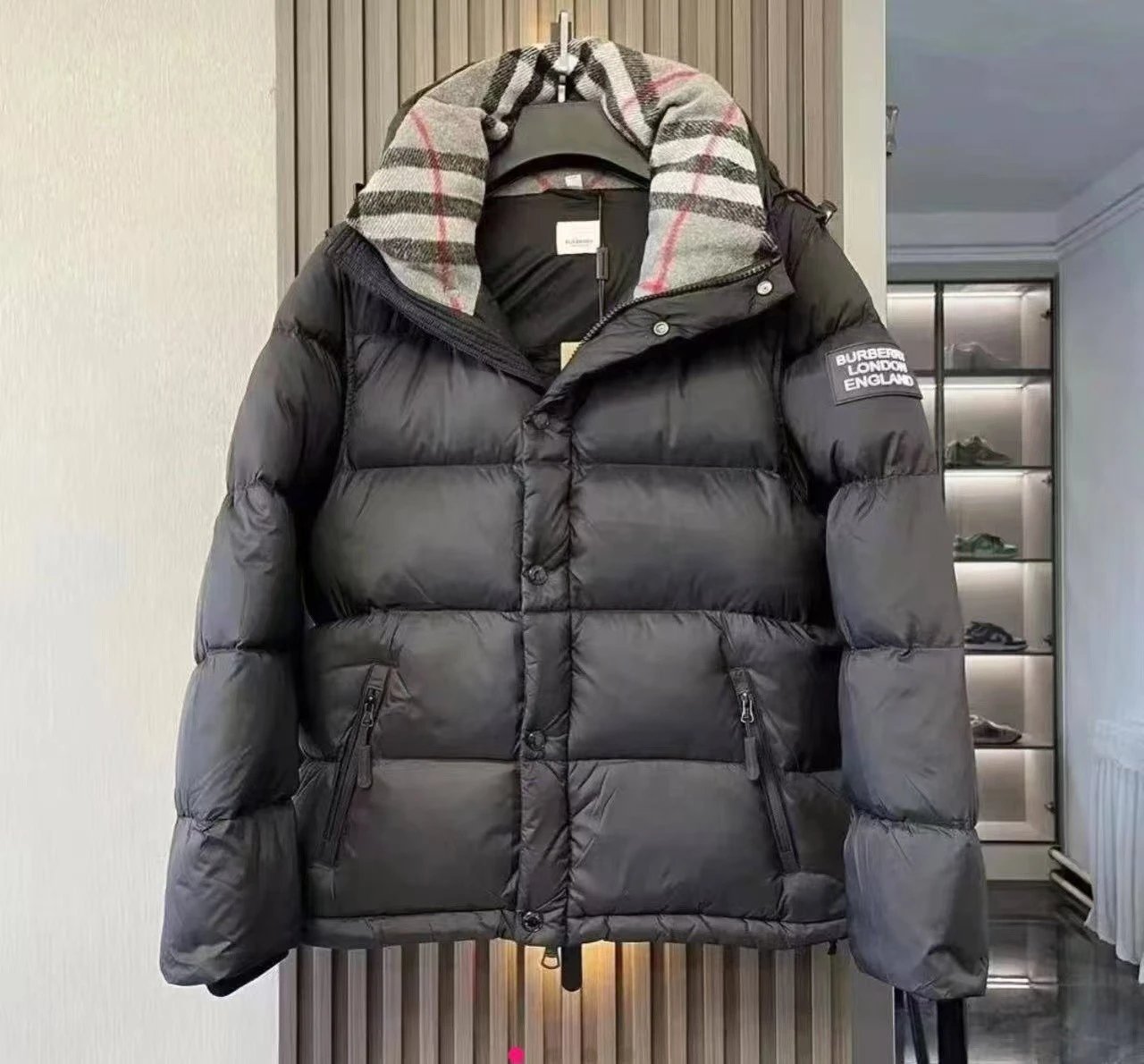 Black Burberry down cotton jacket