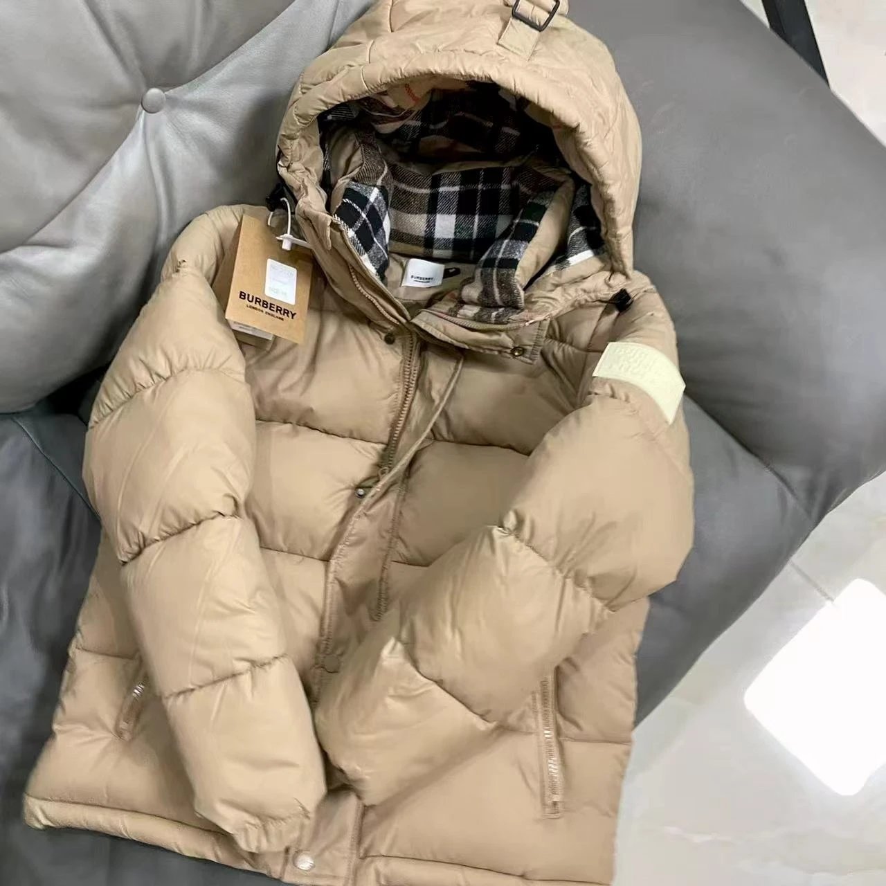 Khaki BURBERRY Down Cotton Jacket