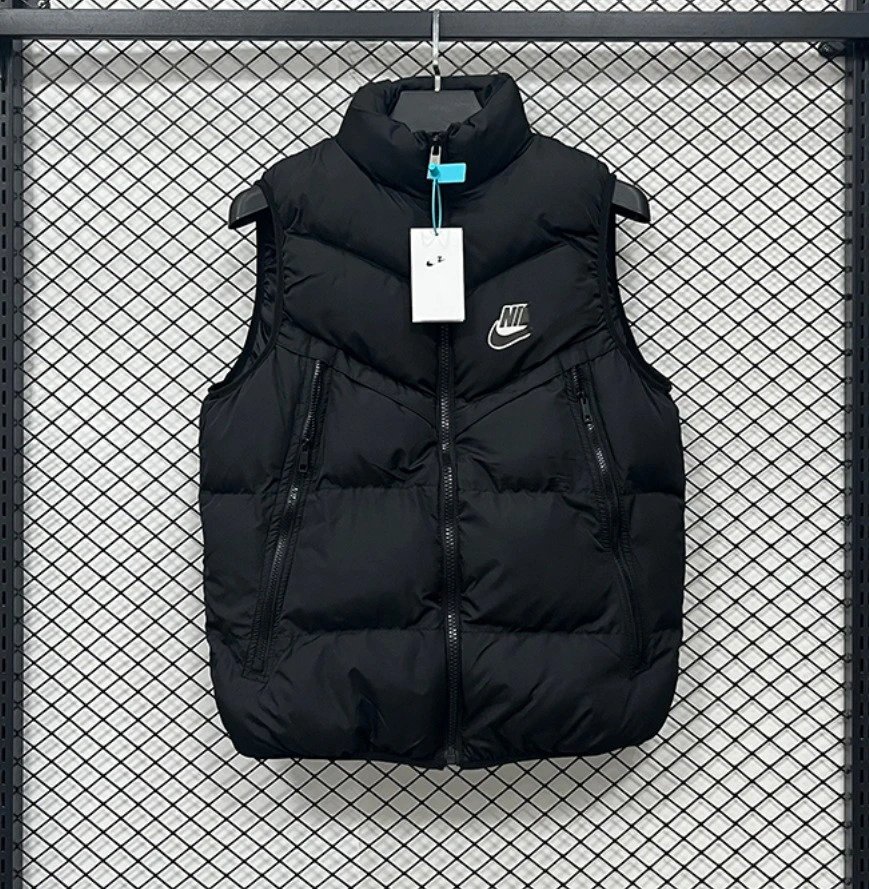 Paris Saint-Germain Vests Quilted puffer vest with stand collar — J3301Nk black