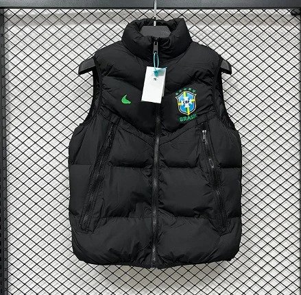 Paris Saint-Germain Vests Quilted puffer vest with stand collar — J 3307 Brazil