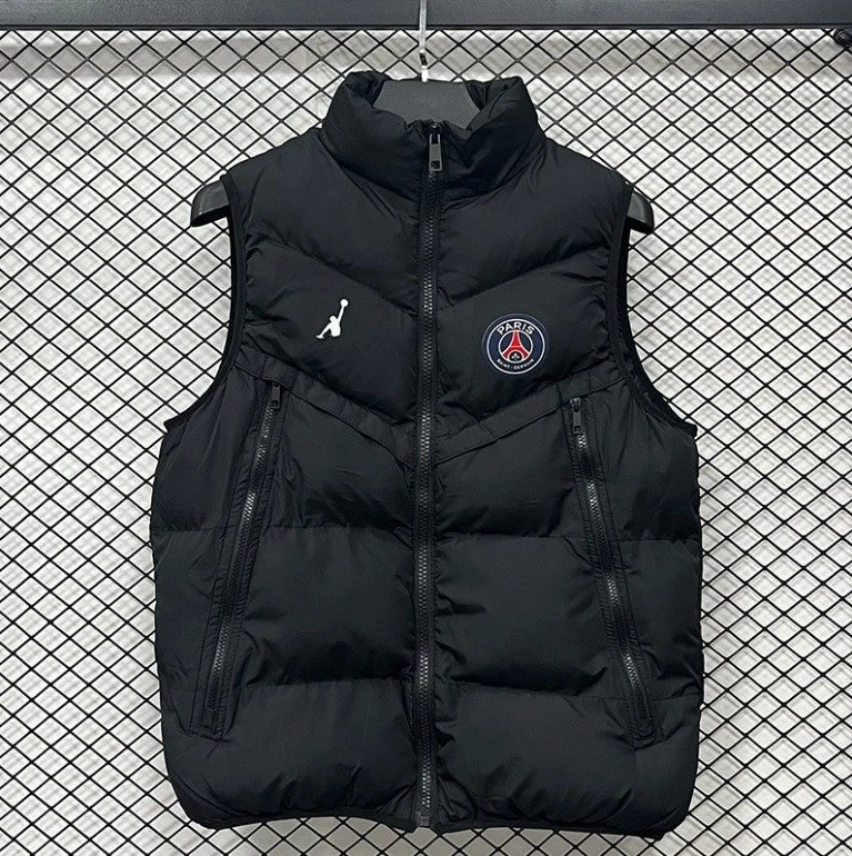 Paris Saint-Germain Vests Quilted puffer vest with stand collar — J 3302 Paris