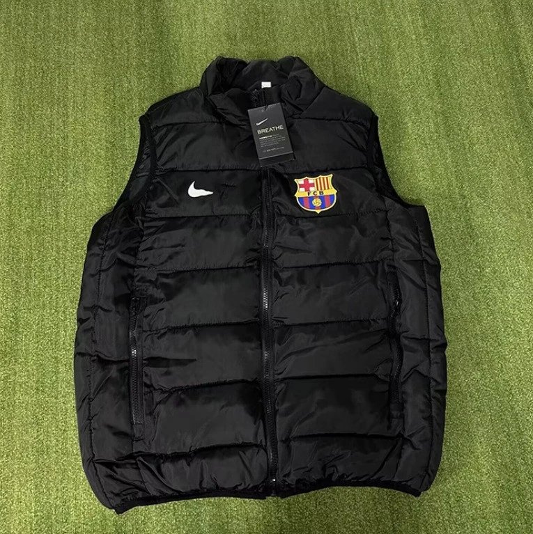 Paris Saint-Germain Vests Quilted puffer vest with stand collar — J 14 Ba S Down cotton vest
