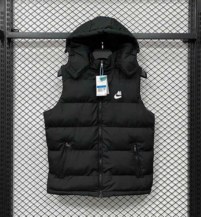 Paris Saint-Germain Vests Quilted puffer vest with stand collar — J 5503 NK with cap