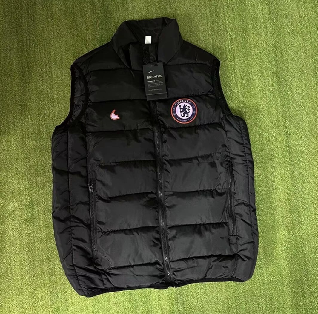 Paris Saint-Germain Vests Quilted puffer vest with stand collar — J 09 Chelsea Down Cotton Vest