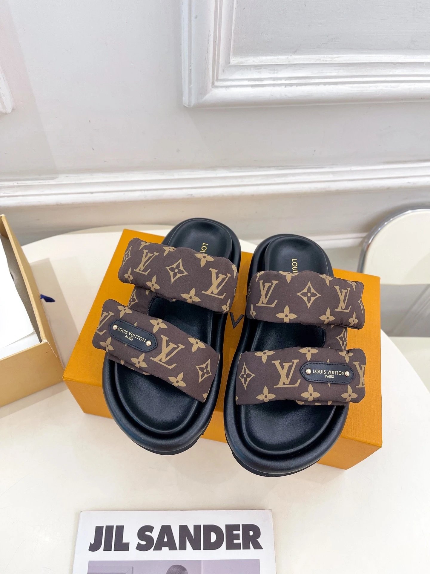 Louis Vuitton Pool Pillow Comfort Sandals Padded Monogram Brown SH13