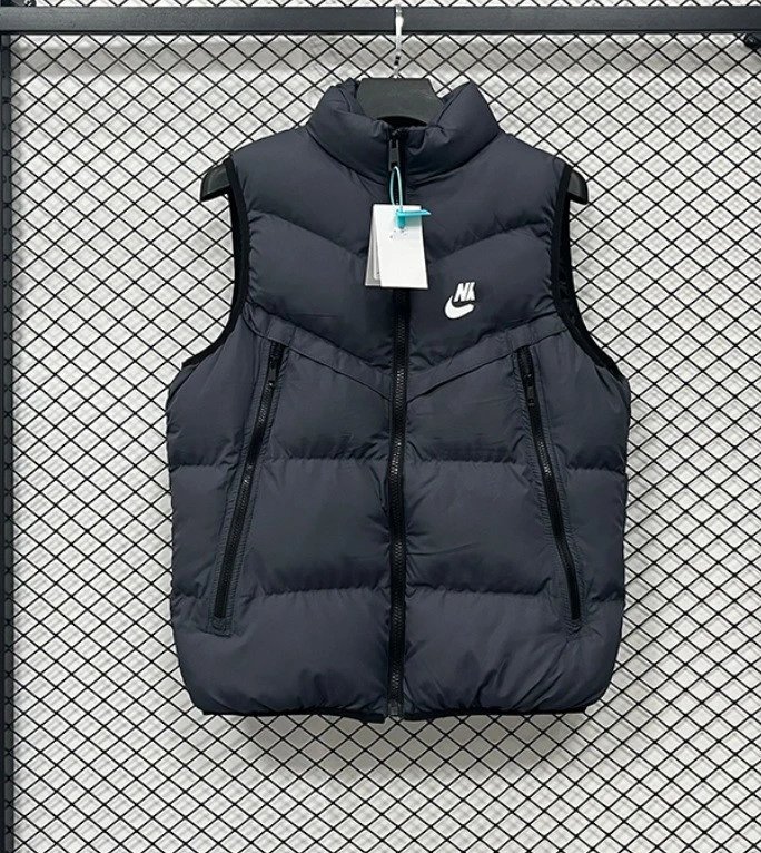 Paris Saint-Germain Vests Quilted puffer vest with stand collar — J3303NK Dark gray