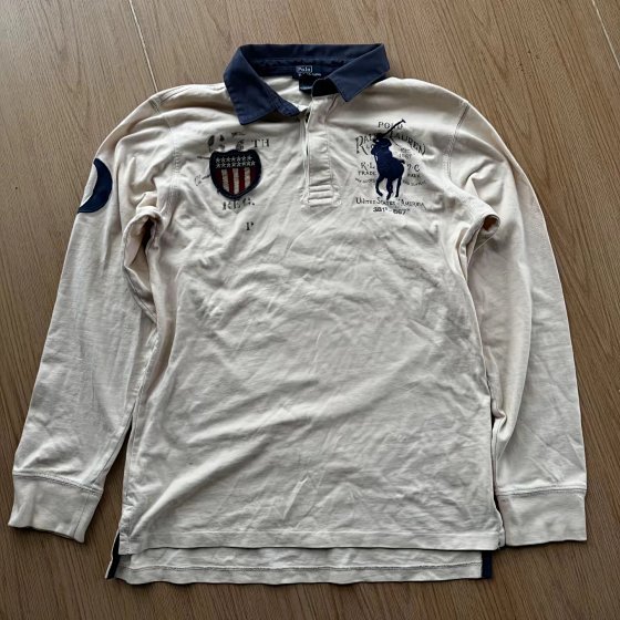 【 Instant delivery in stock! 】 Reset self owned vintage ralph lauren long sleeved polo shirt clavfit unisex versatile 240g double yarn pure cotton