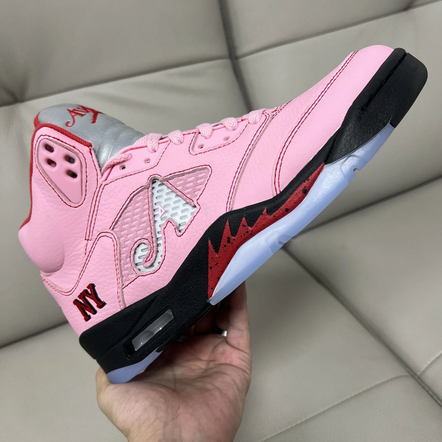 Y3 version of the AJ5 Awake NY in pink, DV4982-600 SKU image