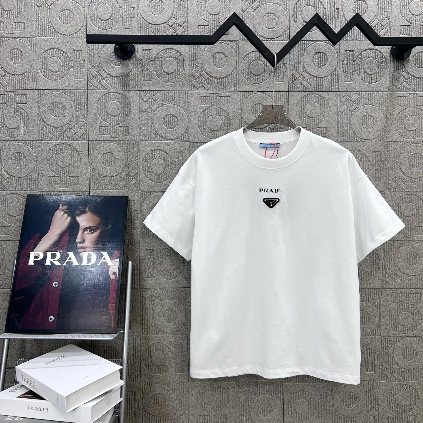 Prada Triangle Logo White T-Shirt - 1