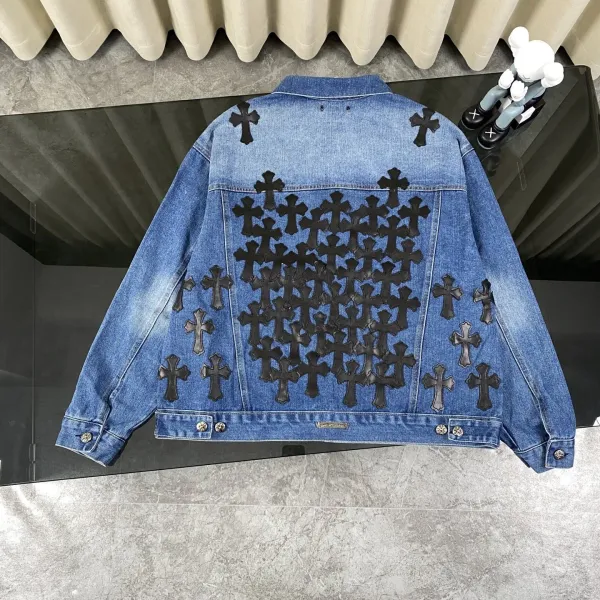 Chrome Hearts Cross-Embellished Denim Jacket Blue - 1