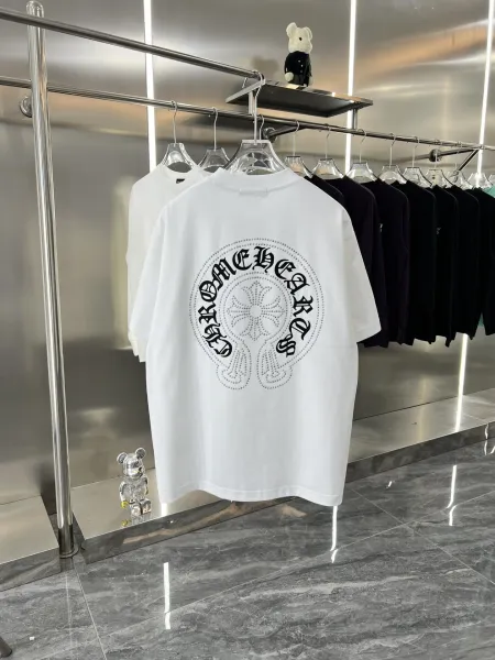 Chrome Hearts Crystal-Embellished Circle Logo White T-Shirt - 1