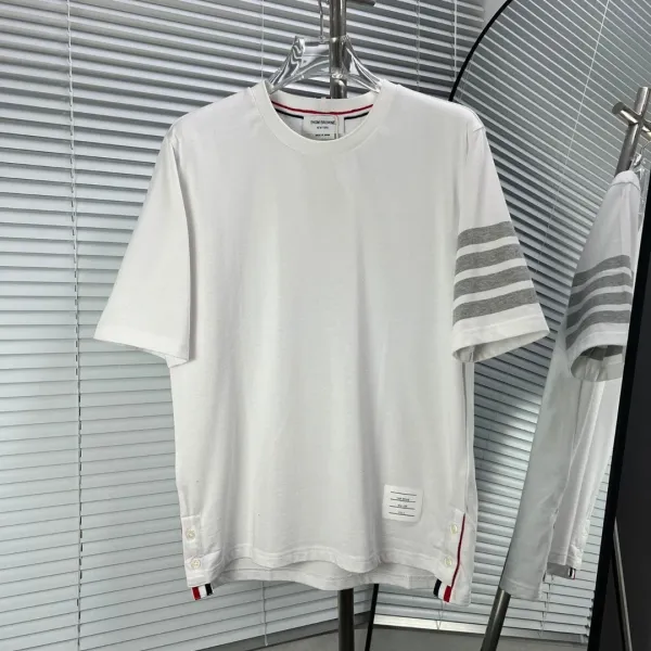Thom Browne Classic Four-Bar Stripe White T-Shirt - 1