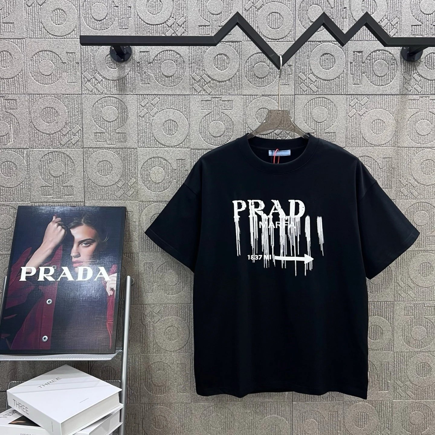 Prada Dripping Logo Black T-Shirt - 1
