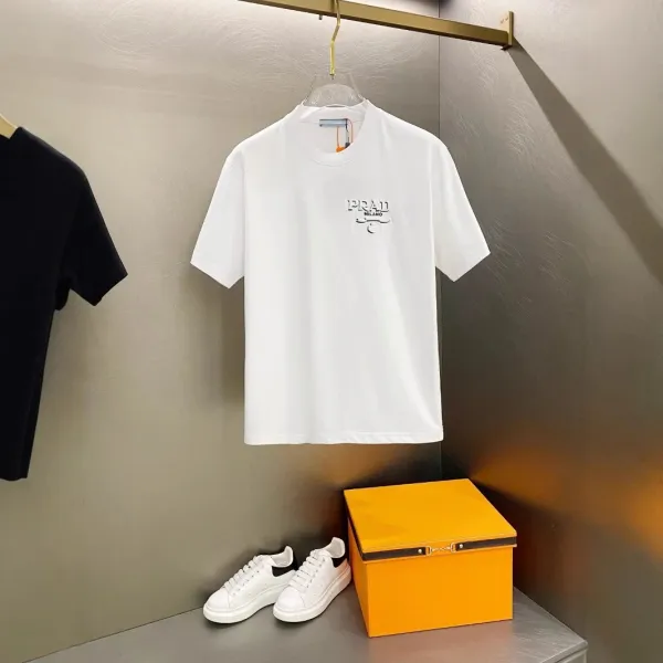 Prada Logo-Embroidered White T-Shirt - 1
