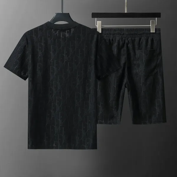 Dior Oblique Embossed Green/Blue/Black/White/Brown/Navy T-Shirt and Shorts Set - 15