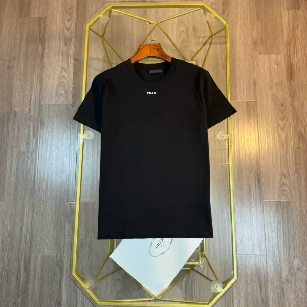 Prada Logo-Embroidered Black T-Shirt - 1