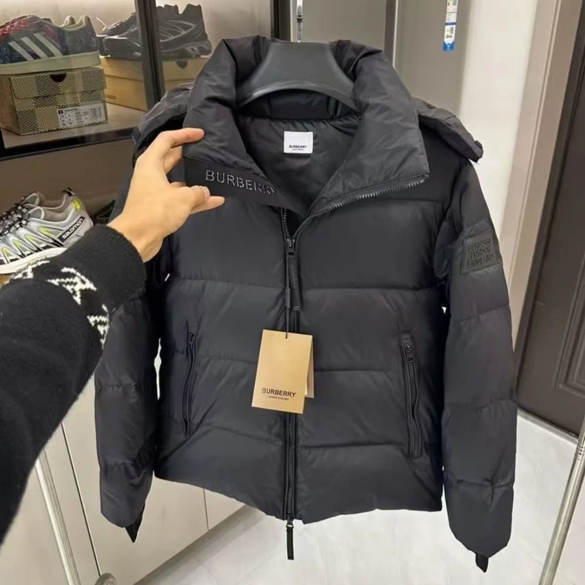 Burberry Cotton Jacket Black Logo