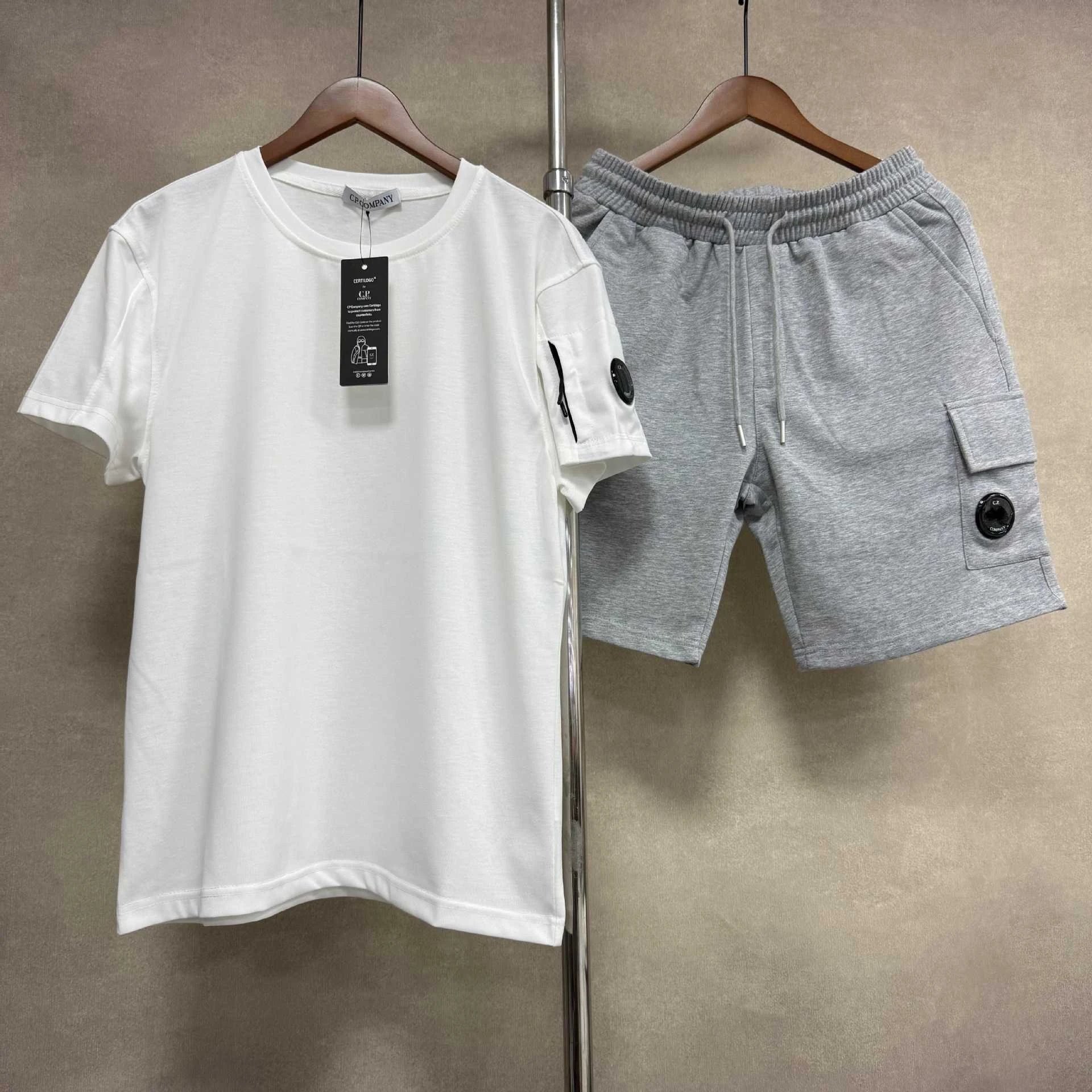 White T-Shirt and Grey Shorts Set