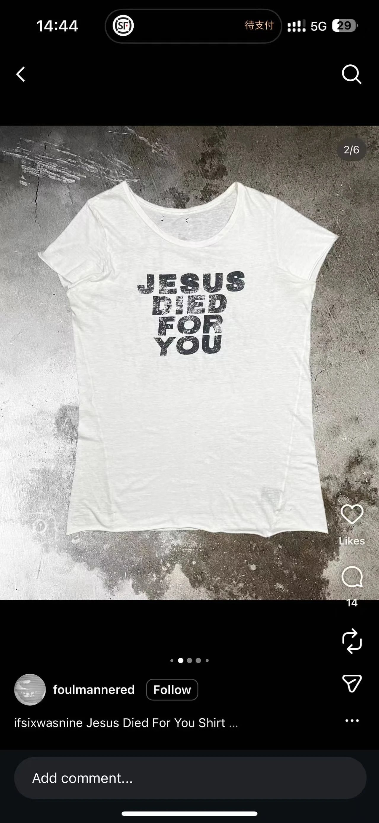 Ysdy ifsixwashnine independent ifsixwashnine visual system 'JEXXX DIED FOR YOU' short sleeved t-shirt