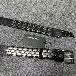 thumbnail for Ysdy - In Stock Independent KMRII Style 14th Series Dark Pioneer Visual Series Silver Scale Punk Heavy-Duty Belt Belt Cow Second Layer