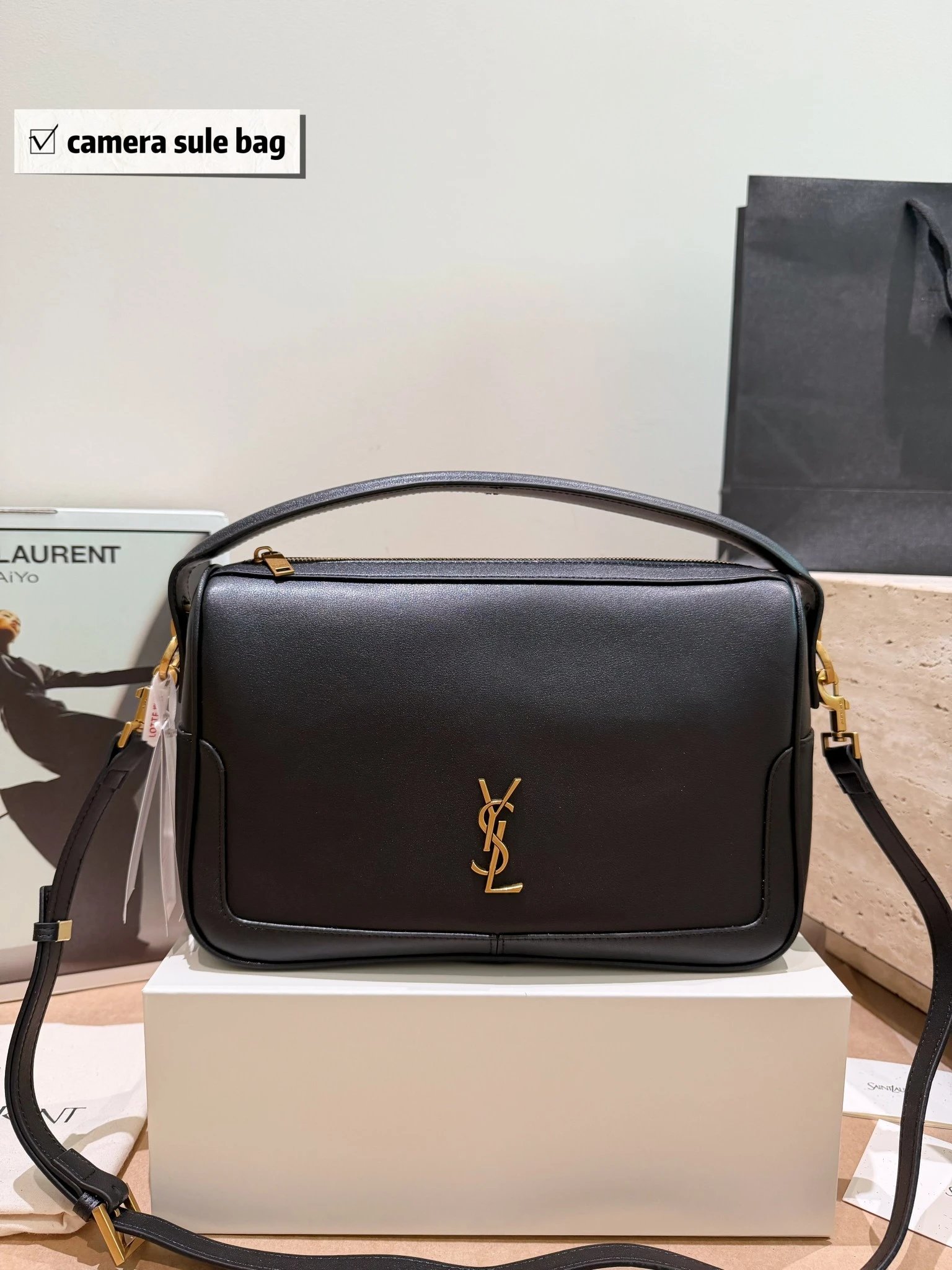 Saint Laurent Bag Women's Camera Supple Bag Gold Logo Pillow Bag Lunch Box Bag Messenger Bag Commuter Bag Handbag Shoulder Crossbody Bag