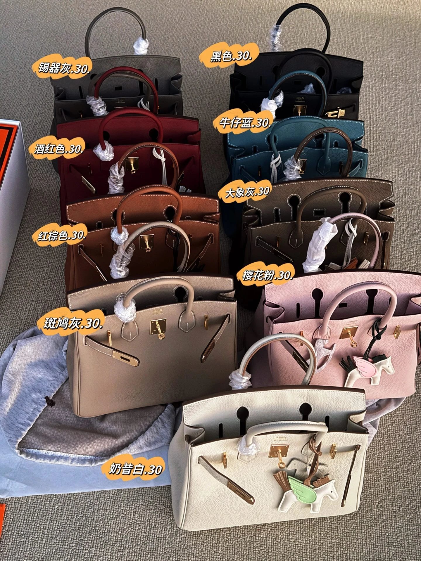 HERMES Women's Bag H Birkin 30 Gold Hardware TC Leather Birkin Handbag Tote