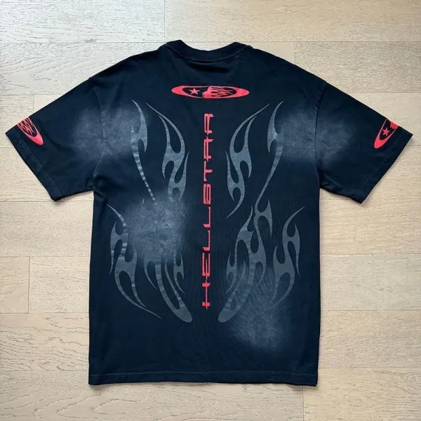 Hellstar Flame Graphic Black T-Shirt - 4