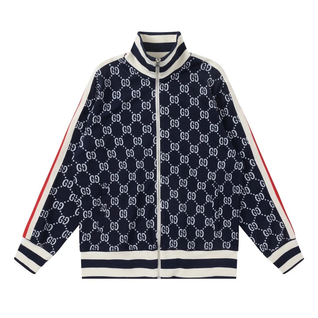 Guccy Classic Zipper Vintage Print Sweatshirt Set 