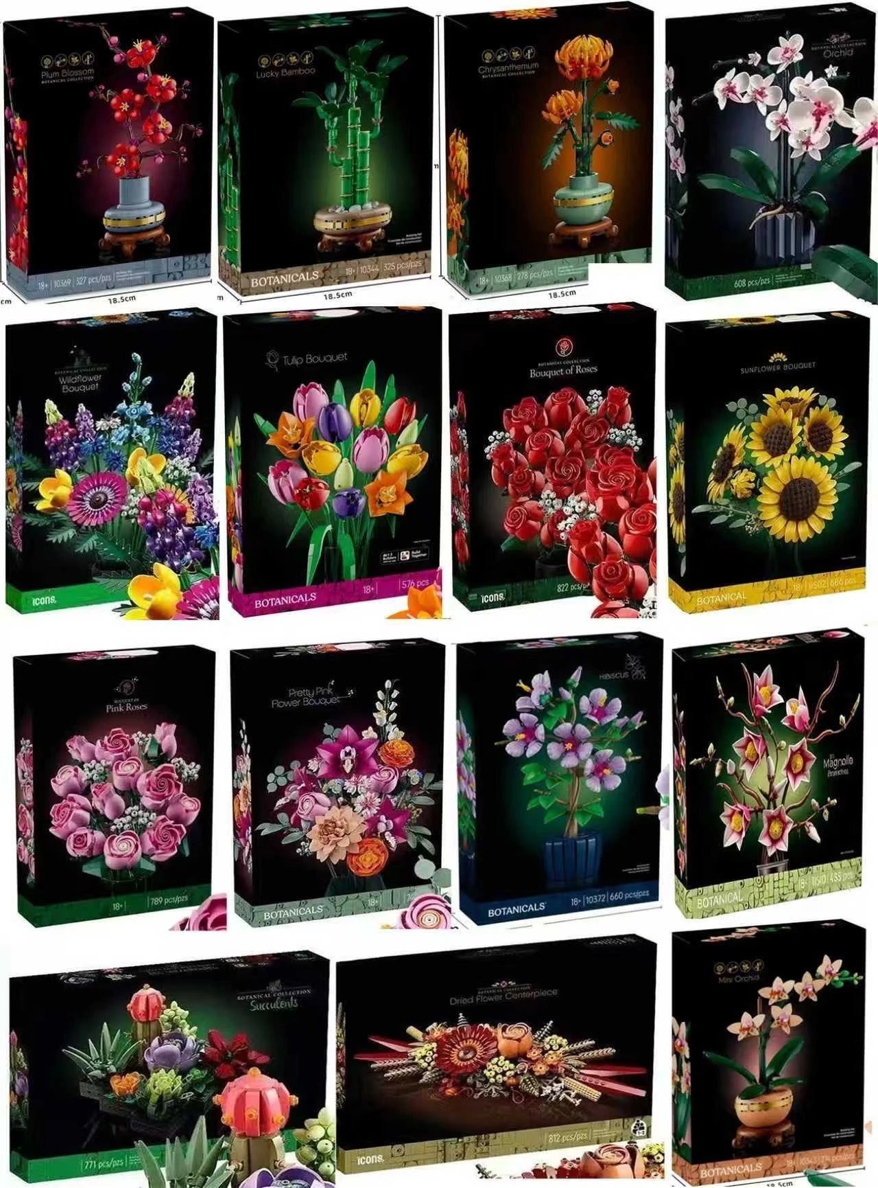 Chinese homemade building block flower products, no label, non quality issues, non refundable and non exchangeable