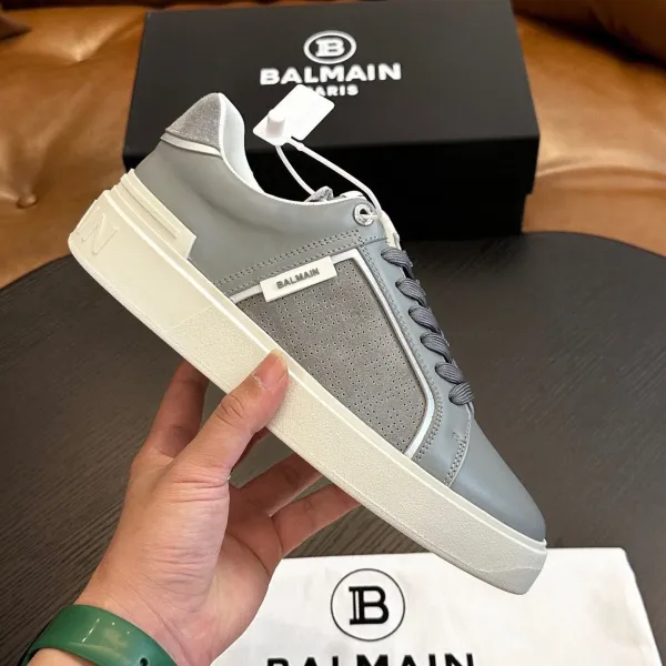 Balmain Low-Top Sneaker Gray and White Sneakers - 1