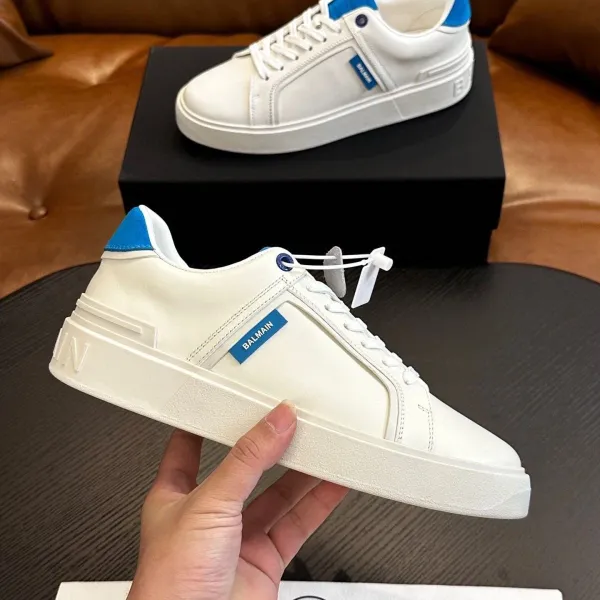 Balmain Paris Low-Top Sneakers White Black Neon Green - 8