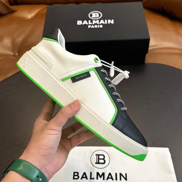 Balmain Paris Low-Top Sneakers White Black Neon Green - 1