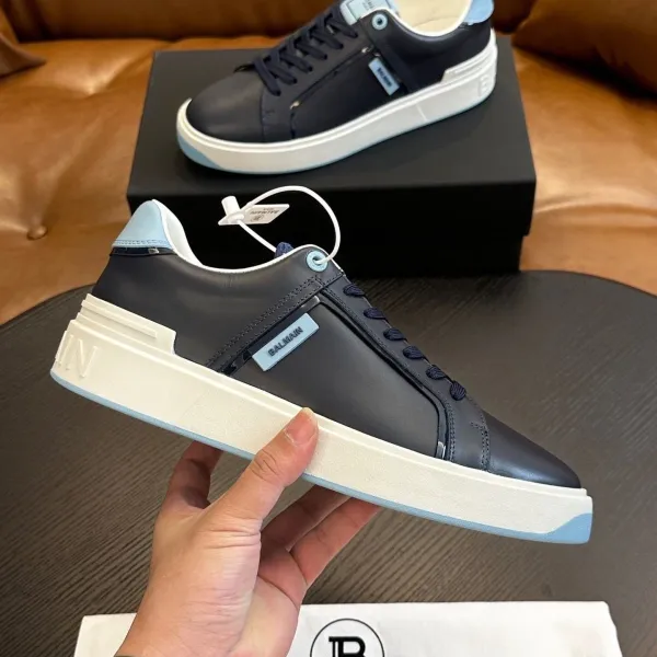 Balmain Paris Low-Top Sneakers White Black Neon Green - 9