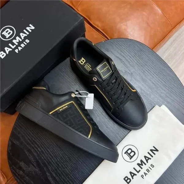 Balmain Paris Low-Top Sneakers White Black Neon Green - 2