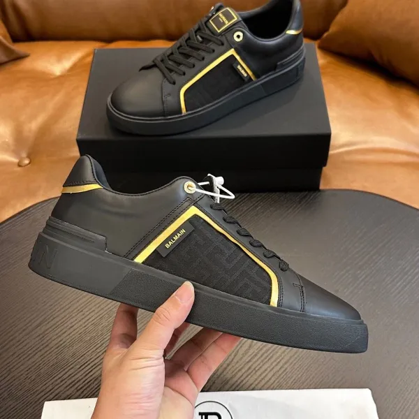 Balmain Paris Low-Top Sneakers White Black Neon Green - 3
